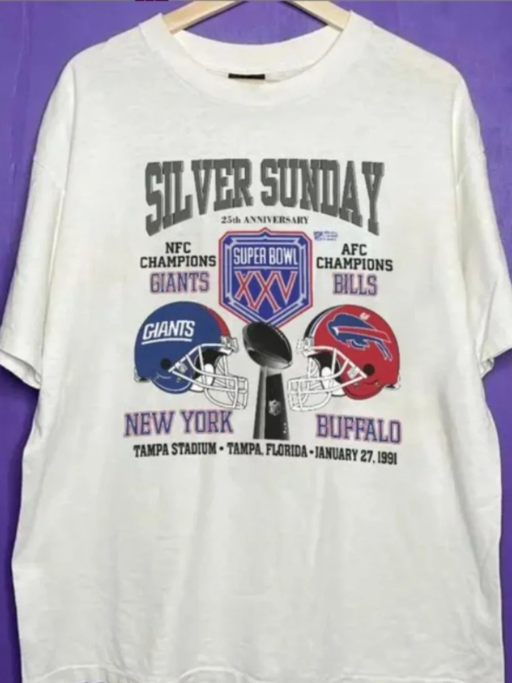 Vintage Style 90s Super Bowl XXV 1991 New York Giants vs Buffalo Bills shirt tee